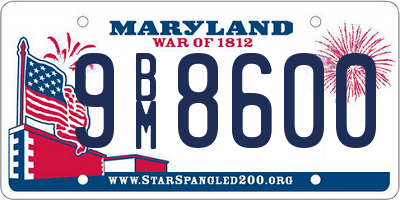 MD license plate 9BM8600