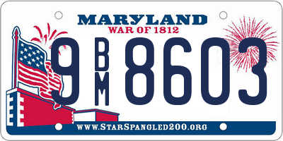 MD license plate 9BM8603