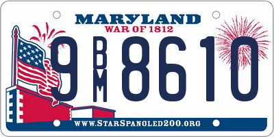 MD license plate 9BM8610