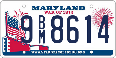 MD license plate 9BM8614