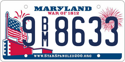 MD license plate 9BM8633