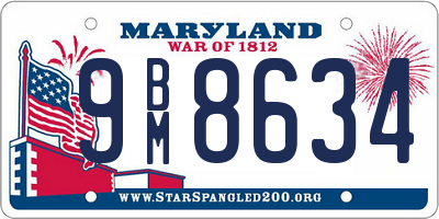 MD license plate 9BM8634