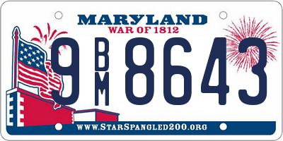 MD license plate 9BM8643