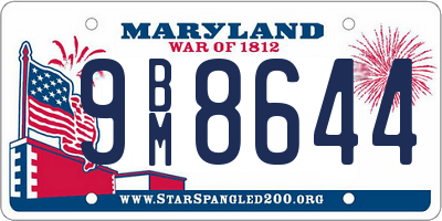 MD license plate 9BM8644