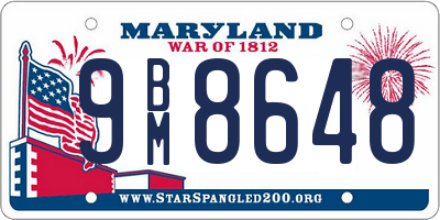 MD license plate 9BM8648