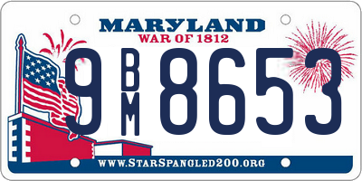 MD license plate 9BM8653