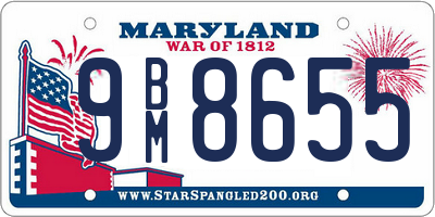 MD license plate 9BM8655