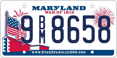 MD license plate 9BM8658