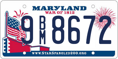 MD license plate 9BM8672