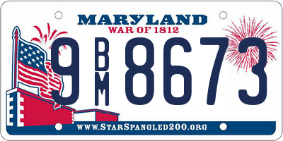 MD license plate 9BM8673