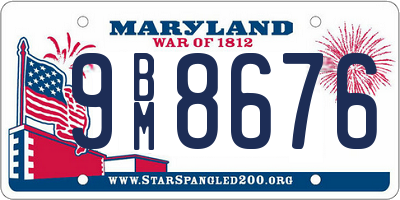 MD license plate 9BM8676