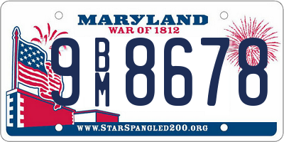 MD license plate 9BM8678