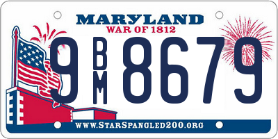 MD license plate 9BM8679