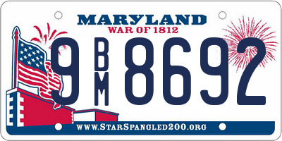 MD license plate 9BM8692