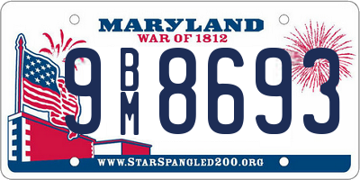 MD license plate 9BM8693