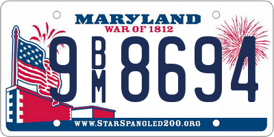 MD license plate 9BM8694