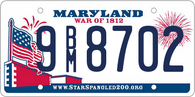 MD license plate 9BM8702