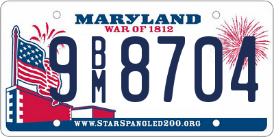 MD license plate 9BM8704