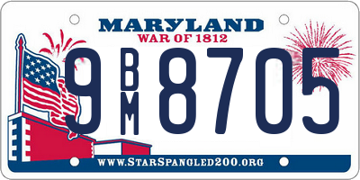 MD license plate 9BM8705