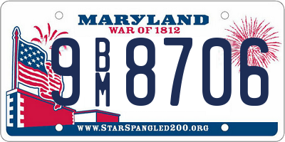 MD license plate 9BM8706