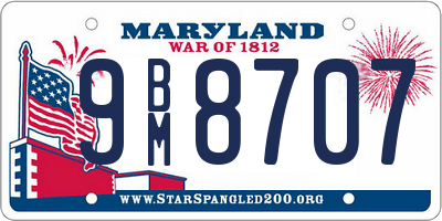 MD license plate 9BM8707