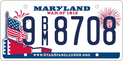 MD license plate 9BM8708