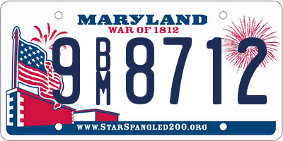 MD license plate 9BM8712