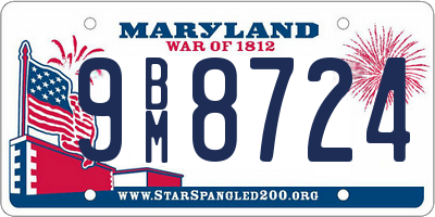 MD license plate 9BM8724