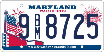 MD license plate 9BM8725