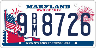 MD license plate 9BM8726