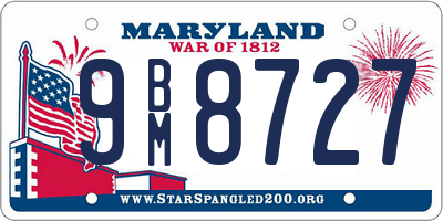 MD license plate 9BM8727