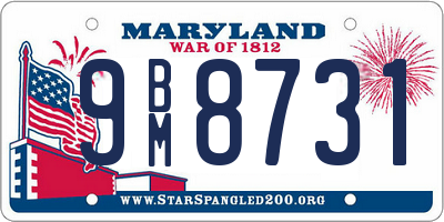 MD license plate 9BM8731