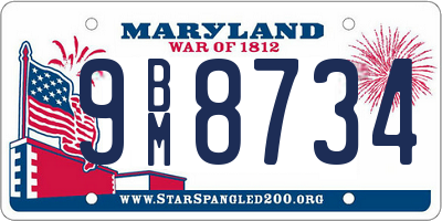 MD license plate 9BM8734