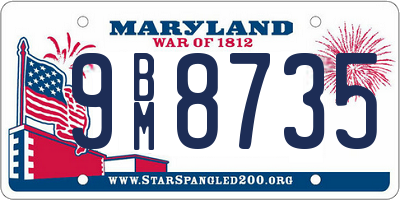 MD license plate 9BM8735