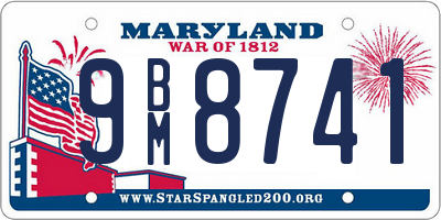 MD license plate 9BM8741