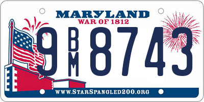 MD license plate 9BM8743