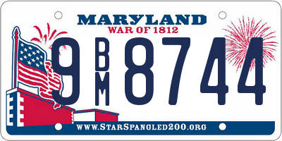 MD license plate 9BM8744