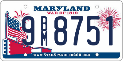 MD license plate 9BM8751