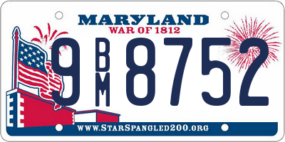 MD license plate 9BM8752