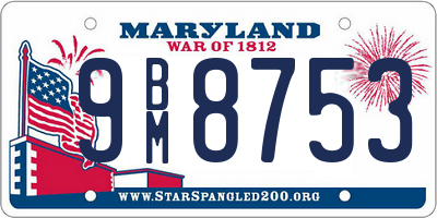 MD license plate 9BM8753