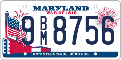 MD license plate 9BM8756