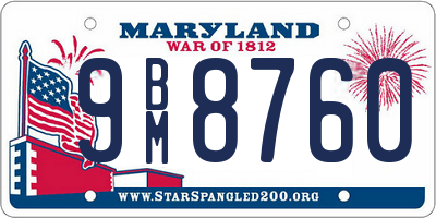 MD license plate 9BM8760