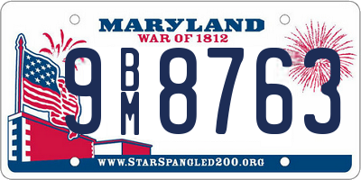 MD license plate 9BM8763