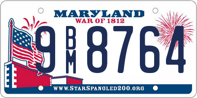 MD license plate 9BM8764