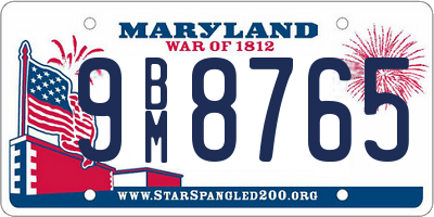 MD license plate 9BM8765