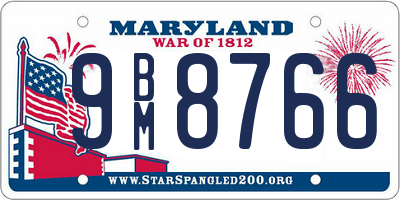 MD license plate 9BM8766