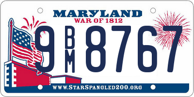 MD license plate 9BM8767