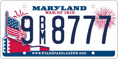 MD license plate 9BM8777