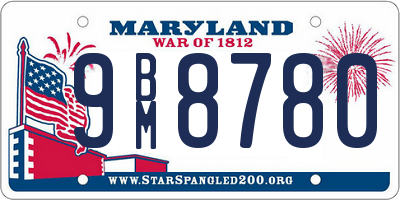 MD license plate 9BM8780