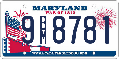 MD license plate 9BM8781